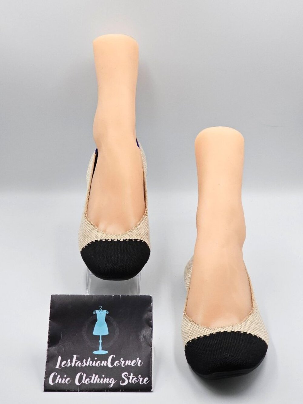 Rothy's Women's Black Beige The Square Slip-On Shoes Squared-Toe Flats Sz 9 2743 - Picture 3 of 16